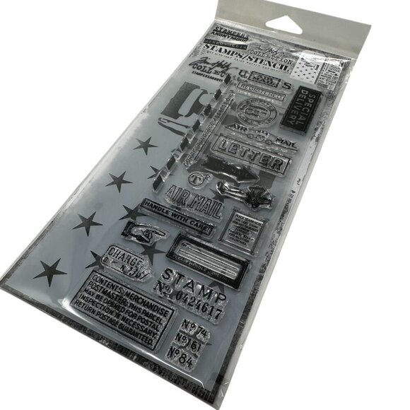 Tim Holtz Correspondence Clear Stamp Direction Stars Stencil THMM141 Mixed Media - Picture 6 of 6